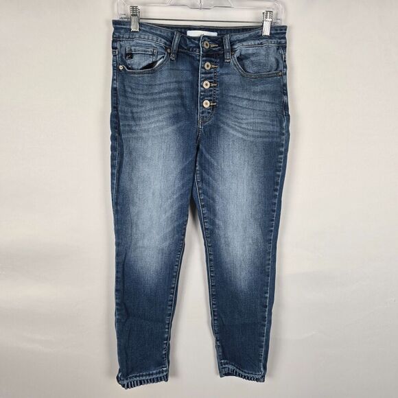 KanCan Jeans Women's 28 Blue Button Fly Skinny Medium Wash Fade Ankle - Picture 1 of 16